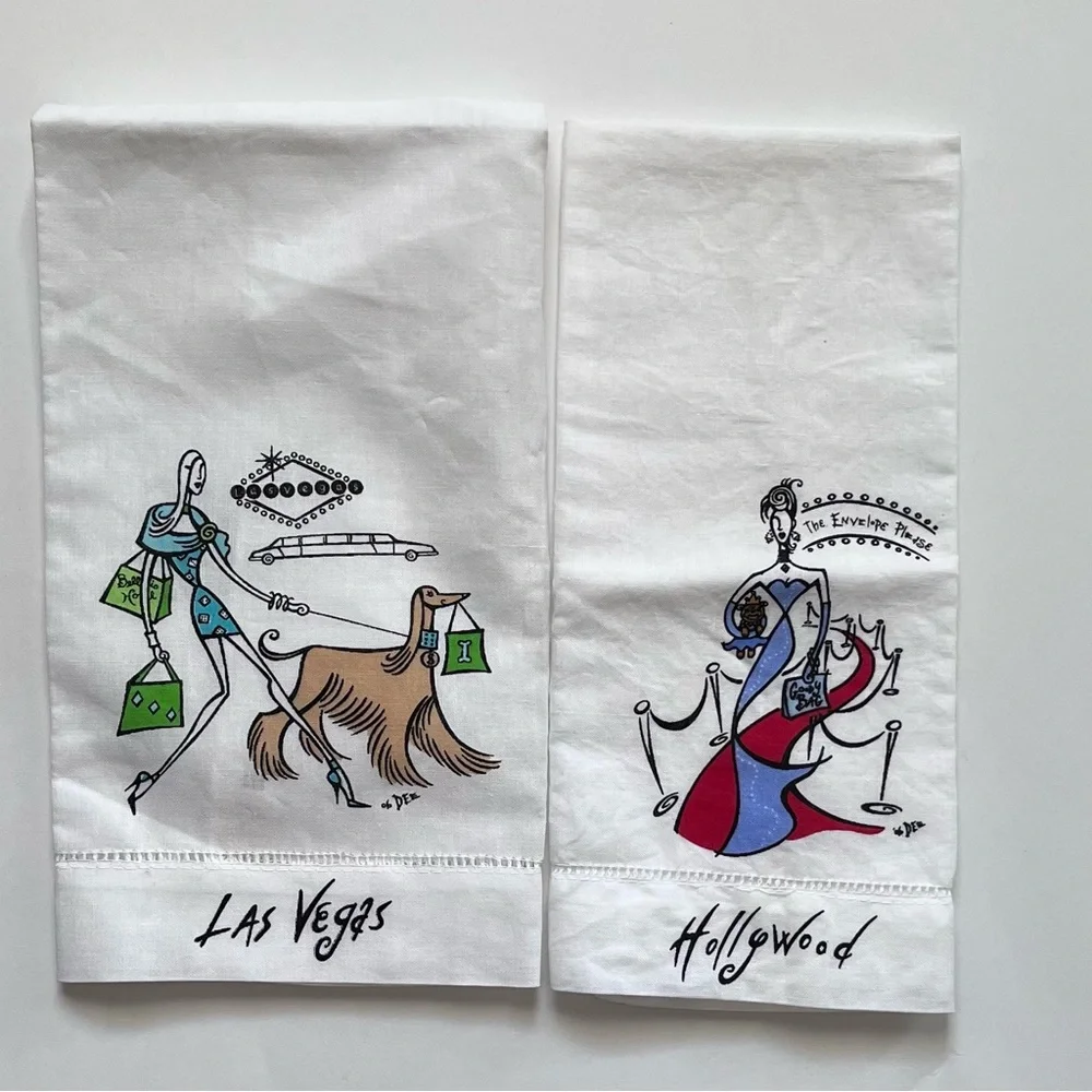 Las Vegas and Hollywood City Girls kitchen tea towel set